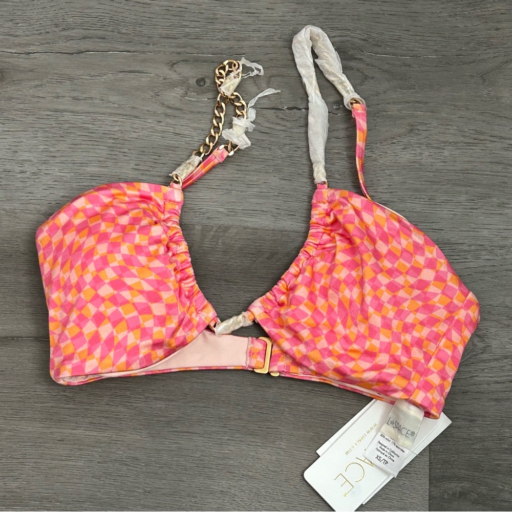 NWT l*space Swim Sammie Top Women’s Size Xs Pink Chain Bikini
